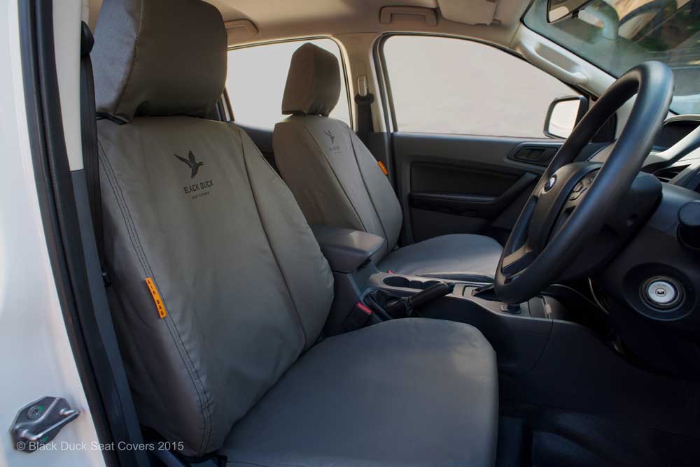 Standard Grey Seat-Airbag Certified Black Duck seat covers.