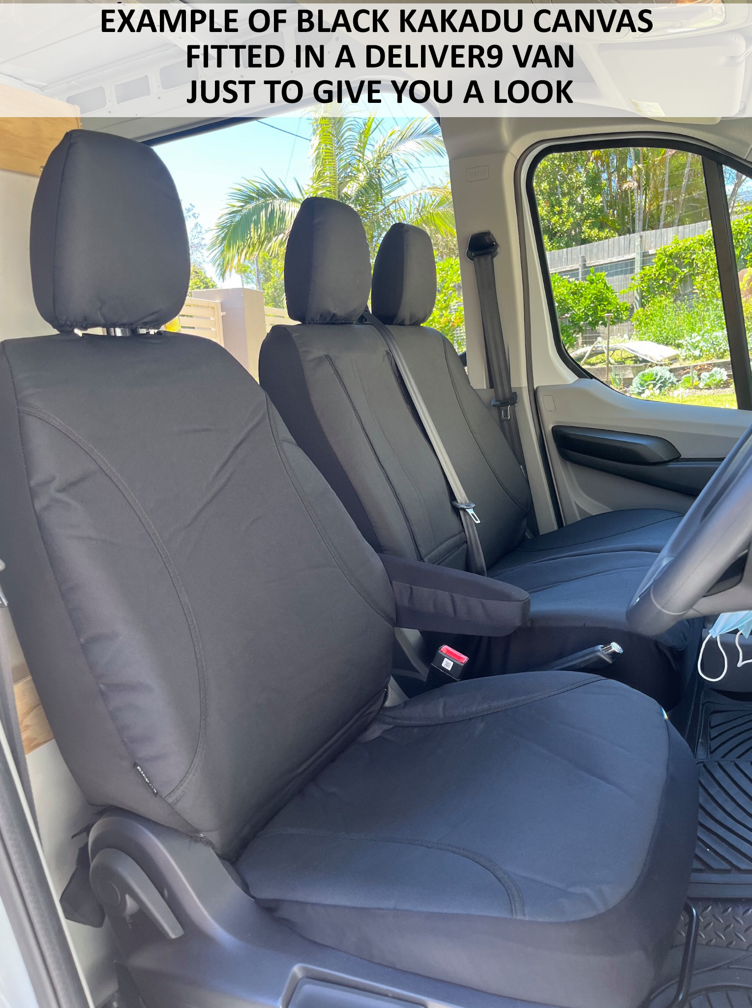 HERE IS AN EXAMPLE OF BLACK KAKADU CANVAS SEAT COVERS FITTED IN AN LDV DELIVER  VAN JUST TO GIVE YOU A LOOK