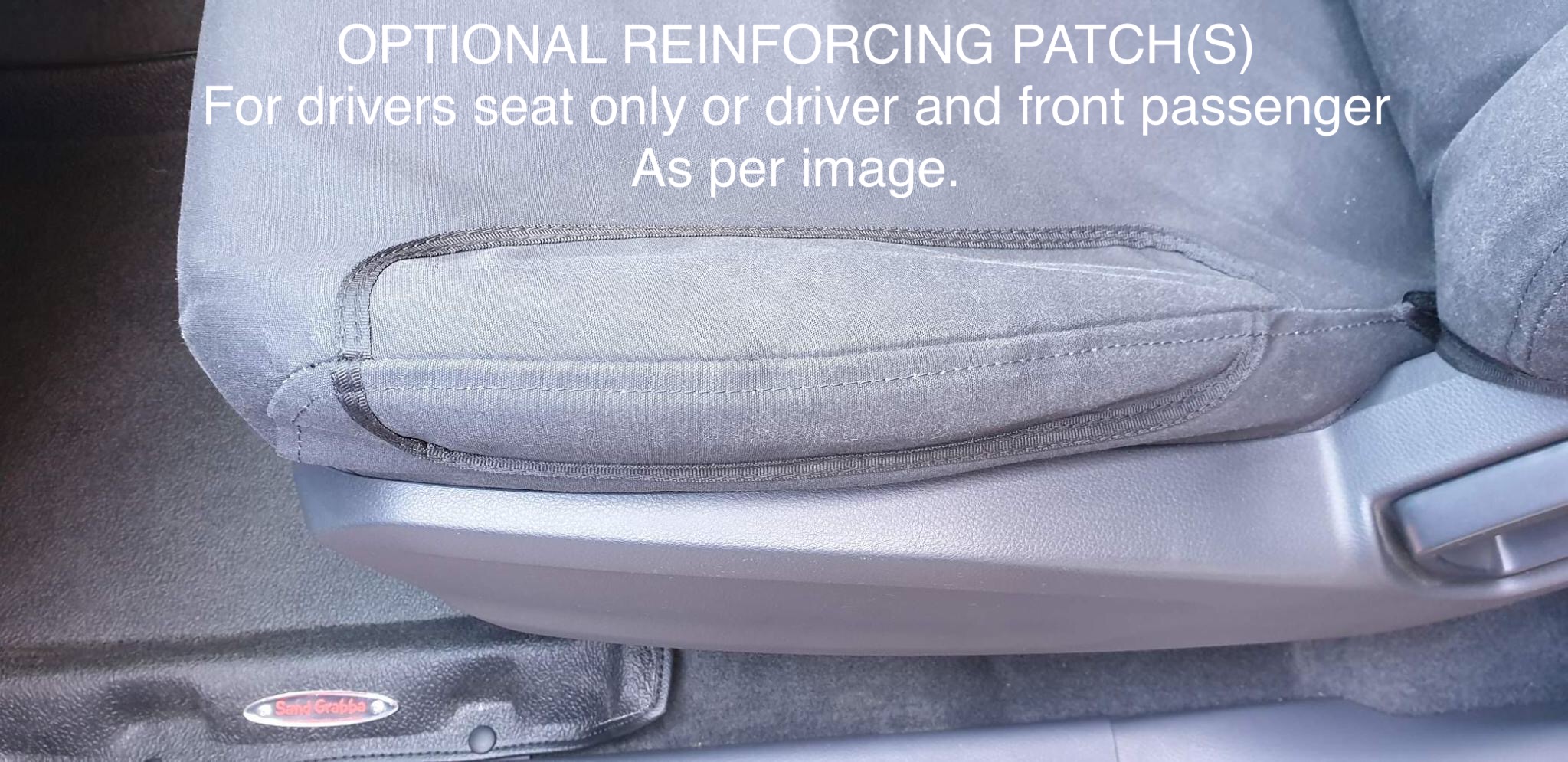 Image of Reinforcing patch sewn onto a passenger seat.