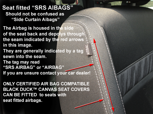 Black Duck Seat Airbag Certified Covers Adr Compliant - Can You Use Seat Covers With Side Airbags