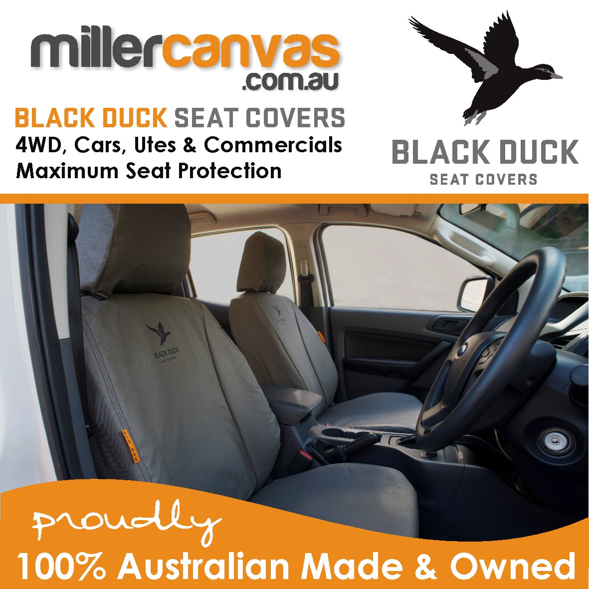 BLACK DUCK SEAT COVERS suitable for LANDCRUISER 100 SERIES STD Driver