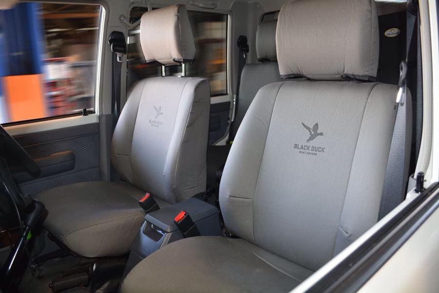 Black Duck Seat Covers Suitable For Landcruiser Vdj76 Wagon - Fitted Car Seat Covers Perth