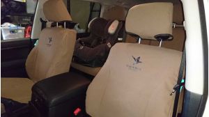 Black Duck Seat covers (Brown Canvas)  row 2 rear seat in a Sahara.
