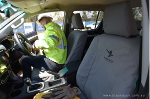Black Duck Seat Covers suitable for 8GEN Toyota Hilux HX152ABC