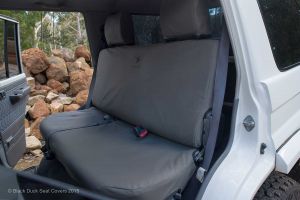 Grey Canvas Black Duck Seat Covers to fit Toyota Landcruiser 76 Series 4 door wagon.