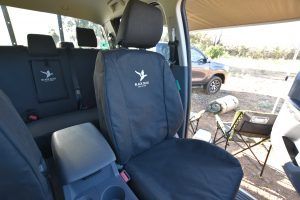 Black Duck™ Canvas or Denim Seat Covers fitted to a Ford Ranger PX2-3 Dual Cab Black Canvas shown.