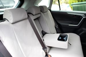 Black Duck Seat Covers COMBINED SET to suit front and rear seats - suitable for 2019 TOYOTA RAV4 GX/GXL/HYBRID Wagons from 03/2019 onwards. Rear seat with armrest shown.