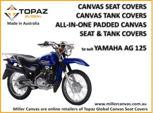 Australian Made Canvas Seat Covers to suit YAMAHA AG 125 motorcycles from 2017.