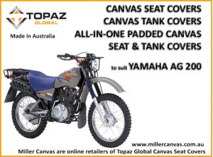 Quality Australian Made ALL-IN-ONE Padded Canvas - Seat and Tank Cover to suit YAMAHA AG 200 motorcycles from 1987 onw