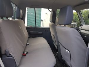 Black Duck grey canvas covers fitted to a Toyota Dual Cab.