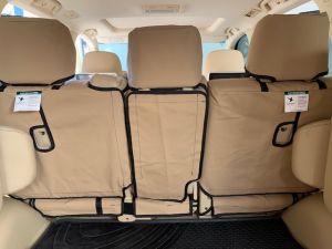Black Duck Seat Covers Toyota Landcruiser 200 series Sahara (light sand canvas shown).