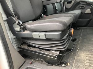 Suspension Driver Seat & Passenger 3/4 Bench Master X62 Van / Cab Chassis. Black Duck Seat Covers. (shows OPTIONAL Driver SUSPENSION seat)