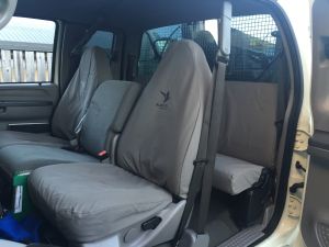 Black Duck™ Canvas Seat Covers offer maximum seat protection for your Ford F Series F250 / F350.
PLEASE NOTE: in these images a cover for the front center seat is not fitted.