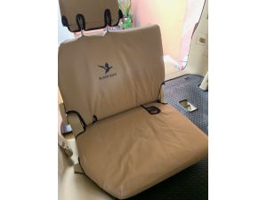 Black Duck Canvas and Black Duck 4 ELEMENTS Seat Covers suitable for Toyota Landcruiser 200 Series SAHARA Wagons. Light Sand Canvas shown.-9