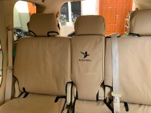 Black Duck Canvas and Black Duck 4 ELEMENTS Seat Covers suitable for Toyota Landcruiser 200 Series SAHARA Wagons. Light Sand Canvas shown.-13