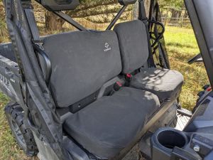 Quality Heavy Duty Canvas Seat covers for CF Moto UTV UFORCE 600.
BLACK CANVAS SHOWN