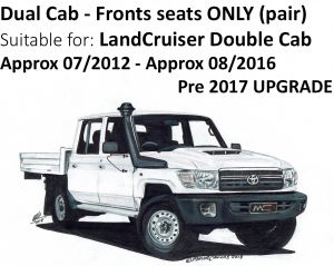 BUY Black Duck® SeatCovers - Double Cab Front  Seats ONLY - suitable for VDJ79 Landcruiser - from 2012 onwards until 2017 UPGRADE in 08/2016.