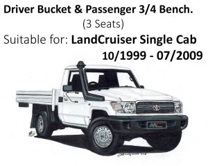 BUY Black Duck® SeatCovers - Driver Bucket & Passenger 3/4 Bench (3 seater) - suitable for LANDCRUISER SINGLE CAB HZJ79  & VDJ79, 70/79 series (from 10/1999 - 07/2009)