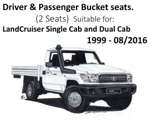 Black Duck® SeatCovers - Driver & Passenger Bucket seats (2 seats) - suitable for LANDCRUISER Single Cab & Dual Cab - 70 - 79 series RV/WORKMATE/GX/GXL.