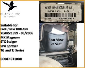 Black Duck Canvas or Denim Seat Covers to suit New Holland TG and TG series Tractors dated 1999 to 06/2006