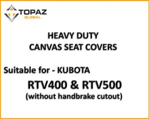 Each Canvas Seat Cover is custom tailored to be model specific to suit your Kubota RTV 400 and RTV500 RTV without  HANDBRAKE CUTOUT