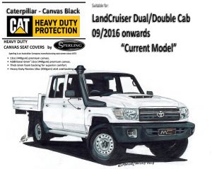 Custom-fit CAT CANVAS SEAT COVERS offer MAXIMUM protection for the seats in your LANDCRUISER 79 series VDJ79 DUAL CAB ute.