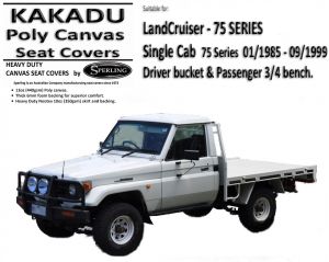KAKADU - CANVAS SEAT COVERS Seat Canvas suitable for Toyota HZJ75 Landcruiser 75 Series.