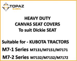 Make sure you buy from Miller Canvas, we are a leading SPECIALIST online retailer of Canvas seat covers custom-designed to suit  M7-Series KUBOTA TRACTOR