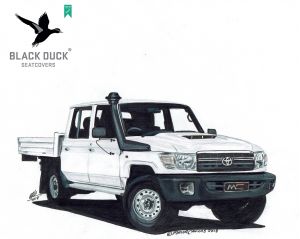 Black Duck Seat Covers - Dual Cab Front DRIVERS SEAT ONLY - suitable for Toyota Landcruiser Dual Cab Current Model from 08/2016 onwards.
