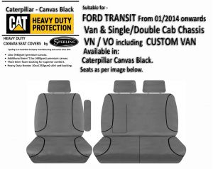 CATERPILLAR - PREMIUM | FOAM BACKED | CANVAS SEAT COVERS to suit  FORD TRANSIT and CUSTOM VAN.
