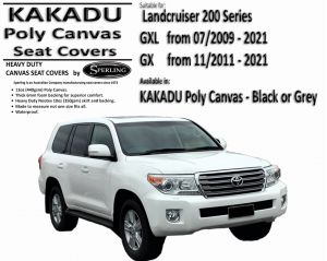  MILLER CANVAS is an ONLINE retailer of KAKADU CANVAS SEAT COVERS suitable for TOYOTA LANDCRUISER 200 series GX and GXL.