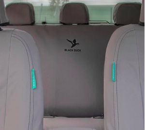 Black Duck® SeatCovers to fit the rear bench seat to suit GWM CANNON UTE . NOTE: this image shows seat covers for the CANNON and CANNON-L which do not have a fold down armrest as in the CANNON-X Dual Cab Rear Bench