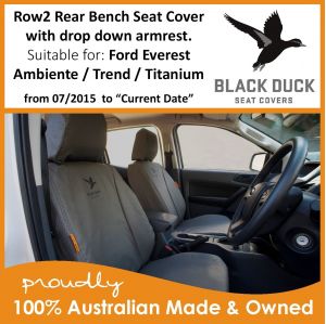 FORD EVEREST - AMBIENTE, TREND & TITANIUM WAGONS - BLACK DUCK SEAT COVERS, row2 rear bench seat.