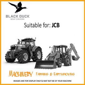 Black Duck Seat Covers to suit - JCB FASTRAC 8250, 3220, 3185, "PLUS" Version Driver Bucket & Buddy set.