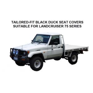 Black Duck Canvas seat covers Suitable for Toyota Landcruiser 75 series.