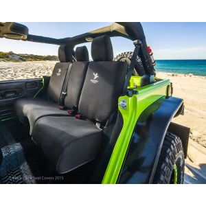 Black Duck Canvas seat covers. Images © Black Duck™ 2015. Chrysler Jeep Wrangler JK (Rear Denim covers shown)
