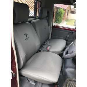 Driver Bucket & Passenger 3/4 Bench (3 seater) suitable for  VDJ79 Landcruiser Workmate & GX - From 08/2009+, Black Duck Seat Covers