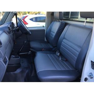 Driver Bucket & Passenger 3/4 Bench (3 seater) suitable for  VDJ79 Landcruiser Workmate & GX - From 08/2009+, Black Duck Seat Covers