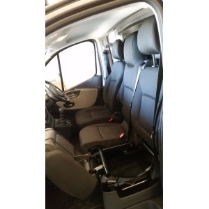 TRAFIC VAN X82 TWIN TURBO MODEL BLACK DUCK SEAT COVERS  RTR151 shows lift up passenger seat base.