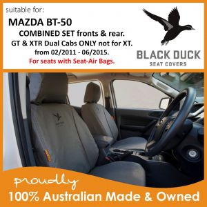 BLACK DUCK Seat Covers - Dual Cab Complete - Front Seats & Rear Bench BT-50 GT & XTR Dual Cab 08/2011 - 06/2015 - Black Duck, BEST seat covers available..