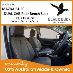 BLACK DUCK Seat Covers - Rear Bench MAZDA BT-50 XT, XTR & GT Dual Cab Utes 08/2011 - 06/2015. Black Duck Seat Covers are the best seat covers to protect your seats.
