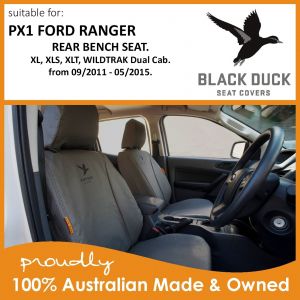 Black Duck™ Canvas Seat Covers - maximum seat protection for your Ford PX1 Ranger XL, XLS, XLT & WILDTRAK Dual Cab Rear Bench Seat.