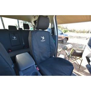Black Duck™ Canvas or Denim Seat Covers fitted to a Ford Ranger PX2 Dual Cab Black Canvas shown.