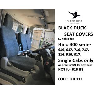 Black Duck Seat Covers to suit HINO 300 Single Wide Cab 616 617 716 717 816 916 917 816 916 917 920