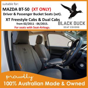 Black Duck™ Canvas Seat Covers - maximum seat protection for your Mazda BT-50 XT Dual Cab / Freestyle Cab front seats