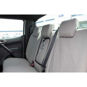 BLACK DUCK Canvas or Denim Seat Covers -  offer maximum protection for your seats and are custom designed to be suitable for FORD RANGER PX3 RAPTOR  Dual Cab - image chows the rear seat.