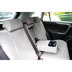 Black Duck Seat Covers COMBINED SET to suit front and rear seats - suitable for 2019 TOYOTA RAV4 GX/GXL/HYBRID Wagons from 03/2019 onwards. Rear seat with armrest shown.