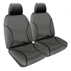 "TRADIES"  GREY CANVAS SEAT COVERS suitable for TOYOTA HILUX SR and SR5 DUAL CAB - from 7/2015 - CURRENT.