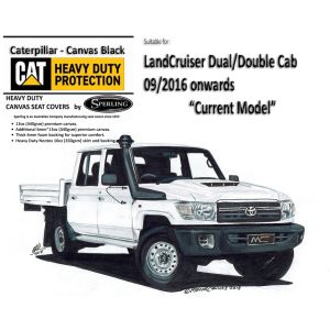 Custom-fit CAT CANVAS SEAT COVERS offer MAXIMUM protection for the seats in your LANDCRUISER 79 series VDJ79 DUAL CAB ute.