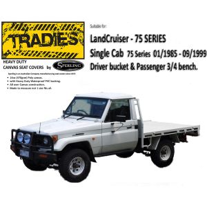 Affordable Tradies TOUGH Poly Canvas seat covers Suitable for Toyota Landcruiser 75 series.